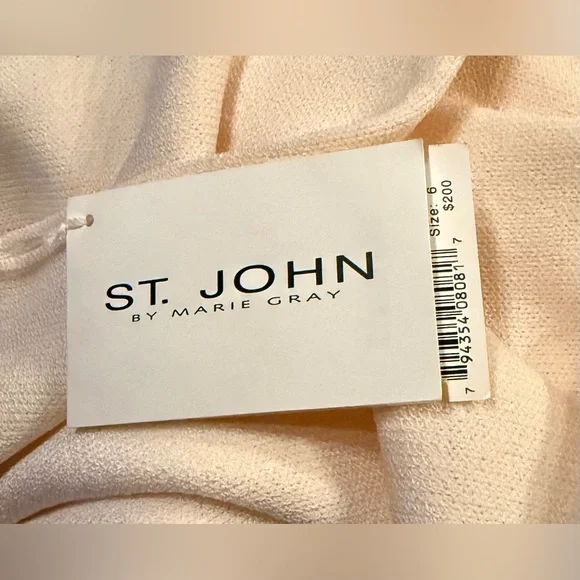 St. John Santana Knit Skirt Size 6 Bright White Wool Blend Pencil Quiet Luxury